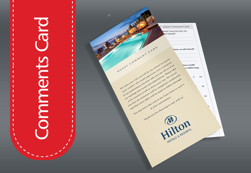 Hotel Comments Card printing Kidderminster