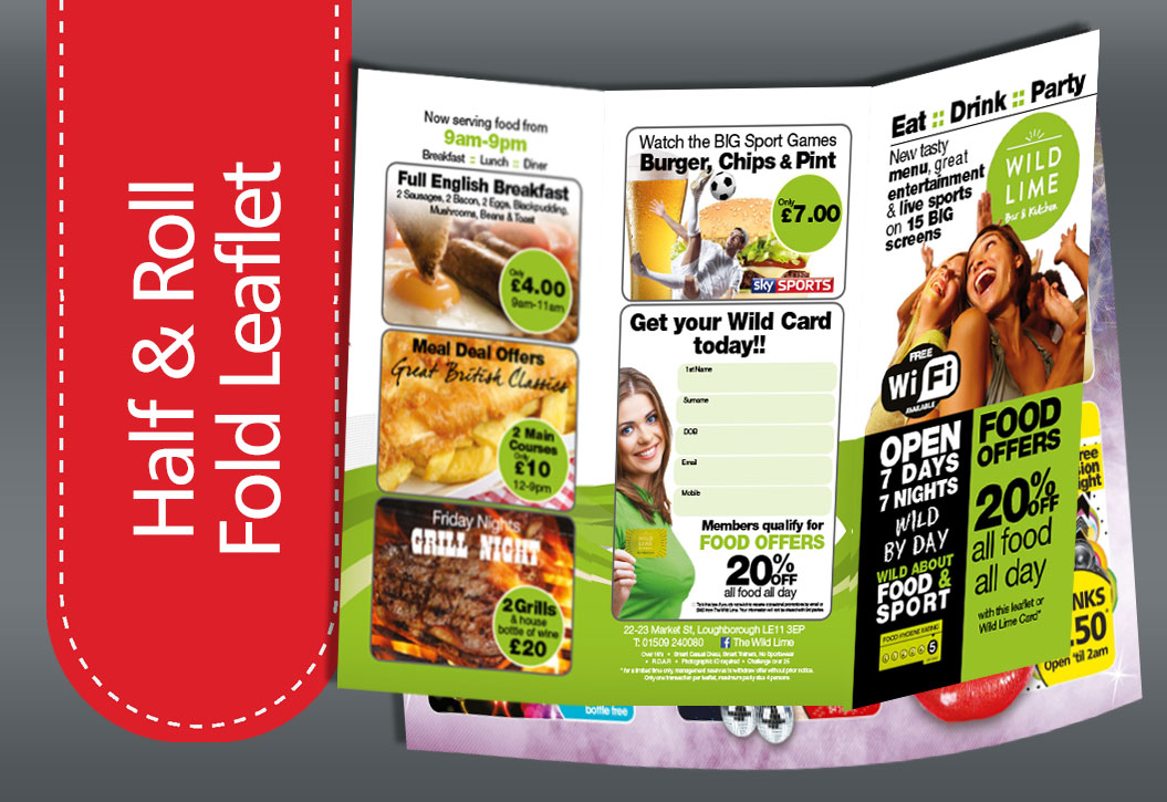 half and roll fold leaflet printing