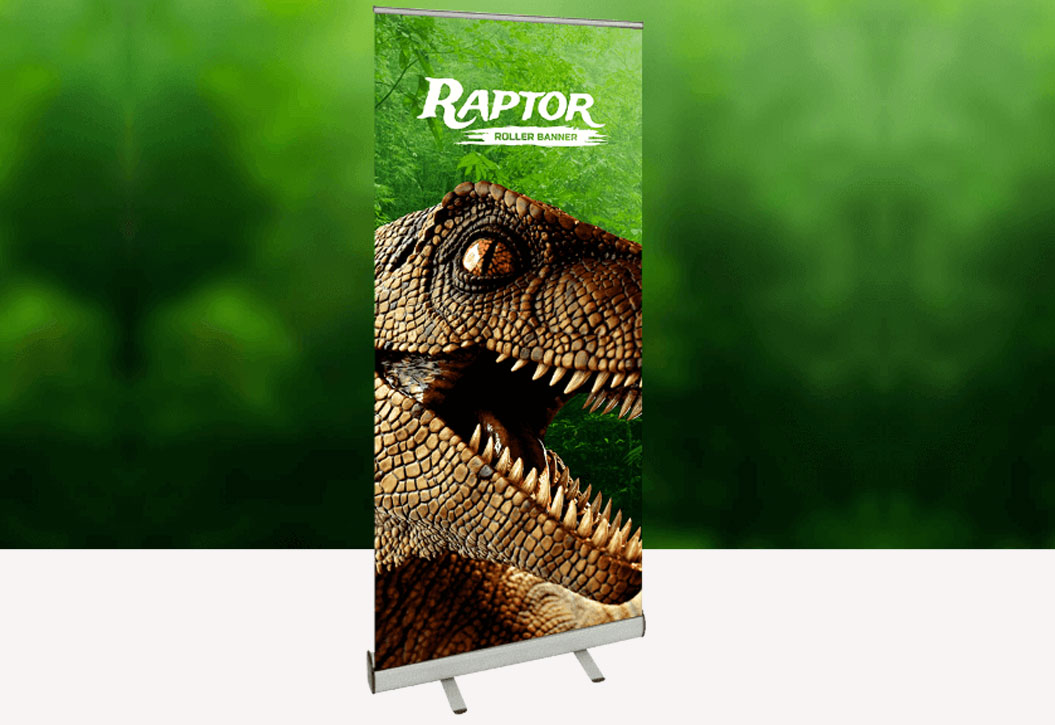Raptor roller banner printing