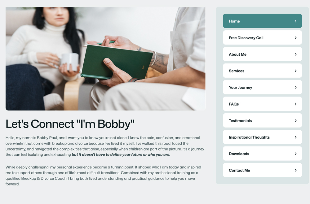 Divorce Coach Website Design Developer