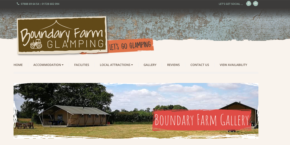 Boundary Farm Glamping Website Designer