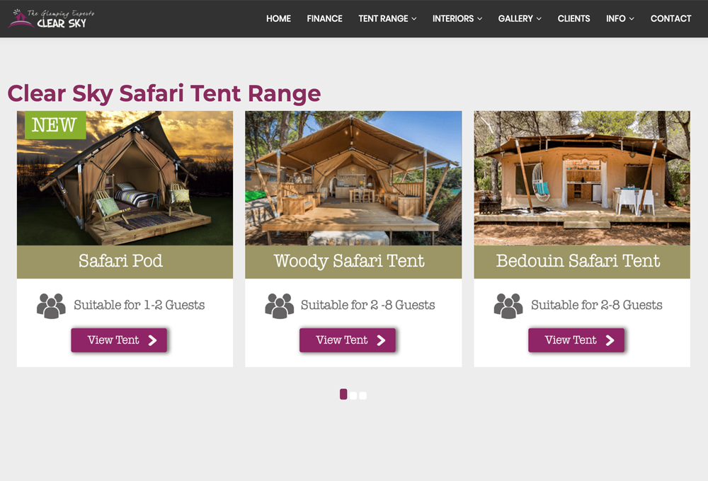 Glamping Safari Tents Website Design